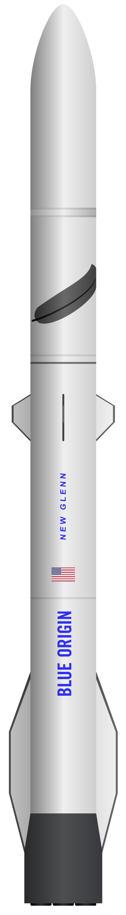 Blue Originの大型ロケット「New Glenn」の全体像を示す3DCGイラスト